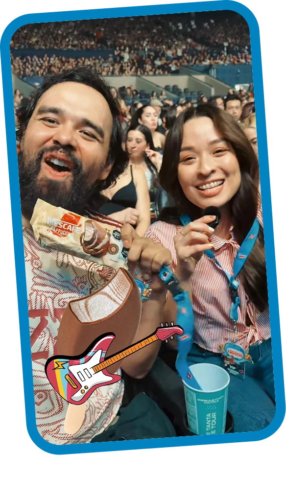Fans smiling with snacks